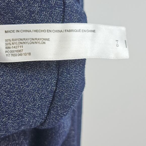 Eloquii Pants Plus 16‎ Elastic Waistband Pull On Metallic Knit High Waist Navy - Picture 6 of 7